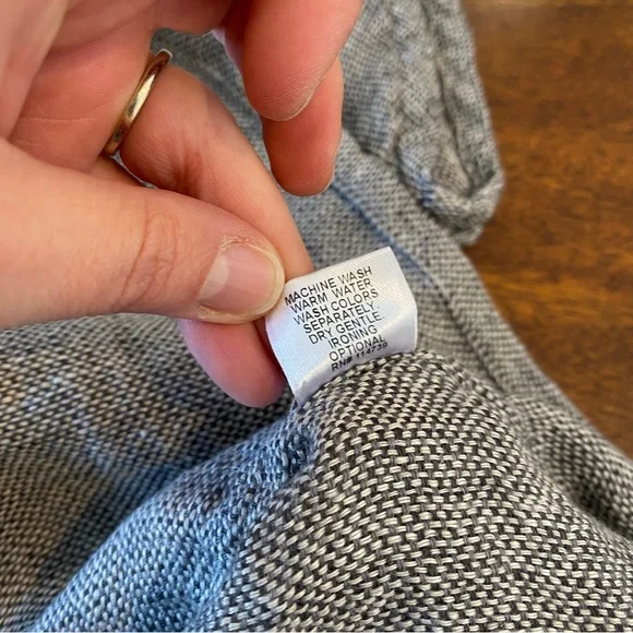 Flax Back Slit Tee women’s large 100% Linen Shirt gray oversized short sleeve - Picture 11 of 13